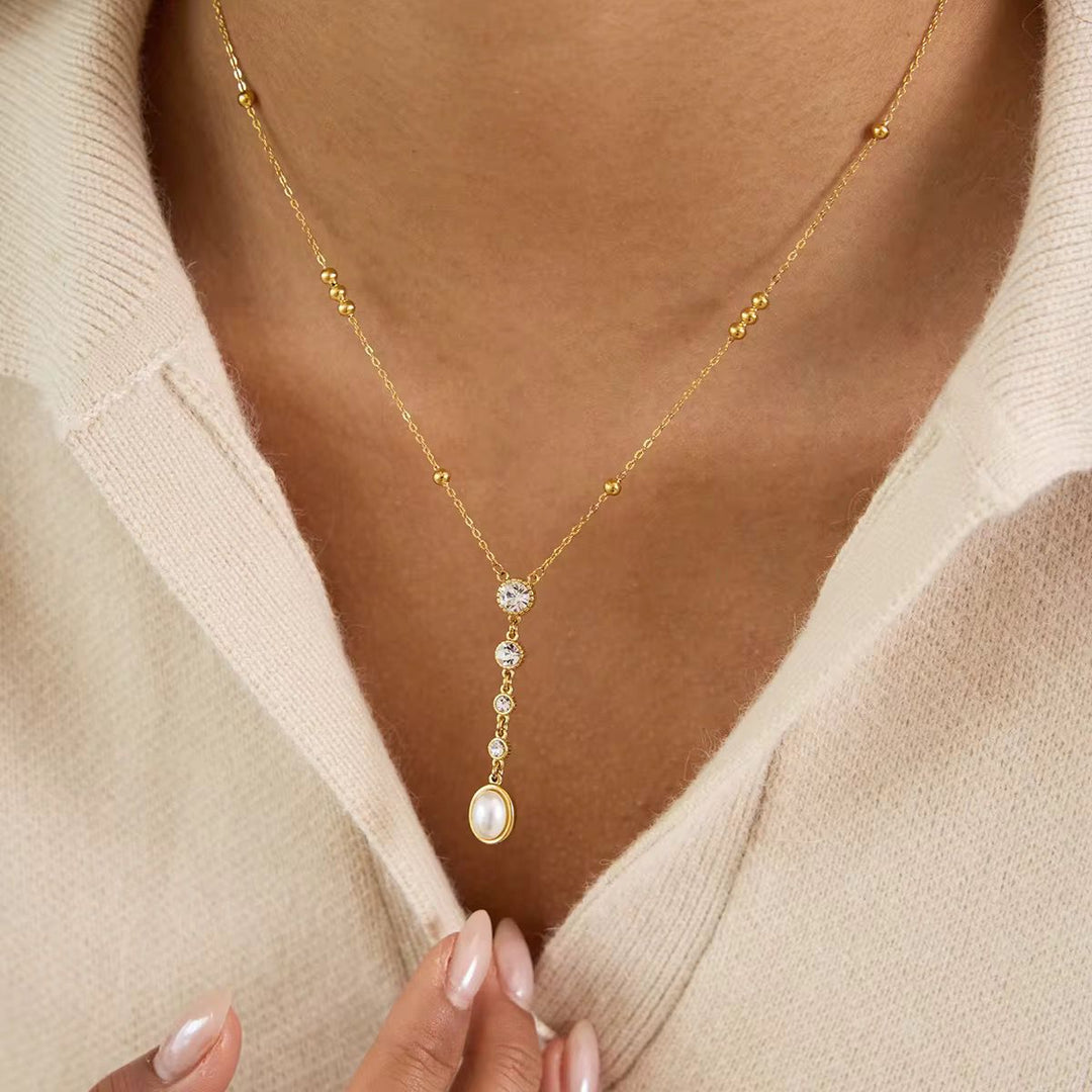 Celeste Pearl Drop Necklace