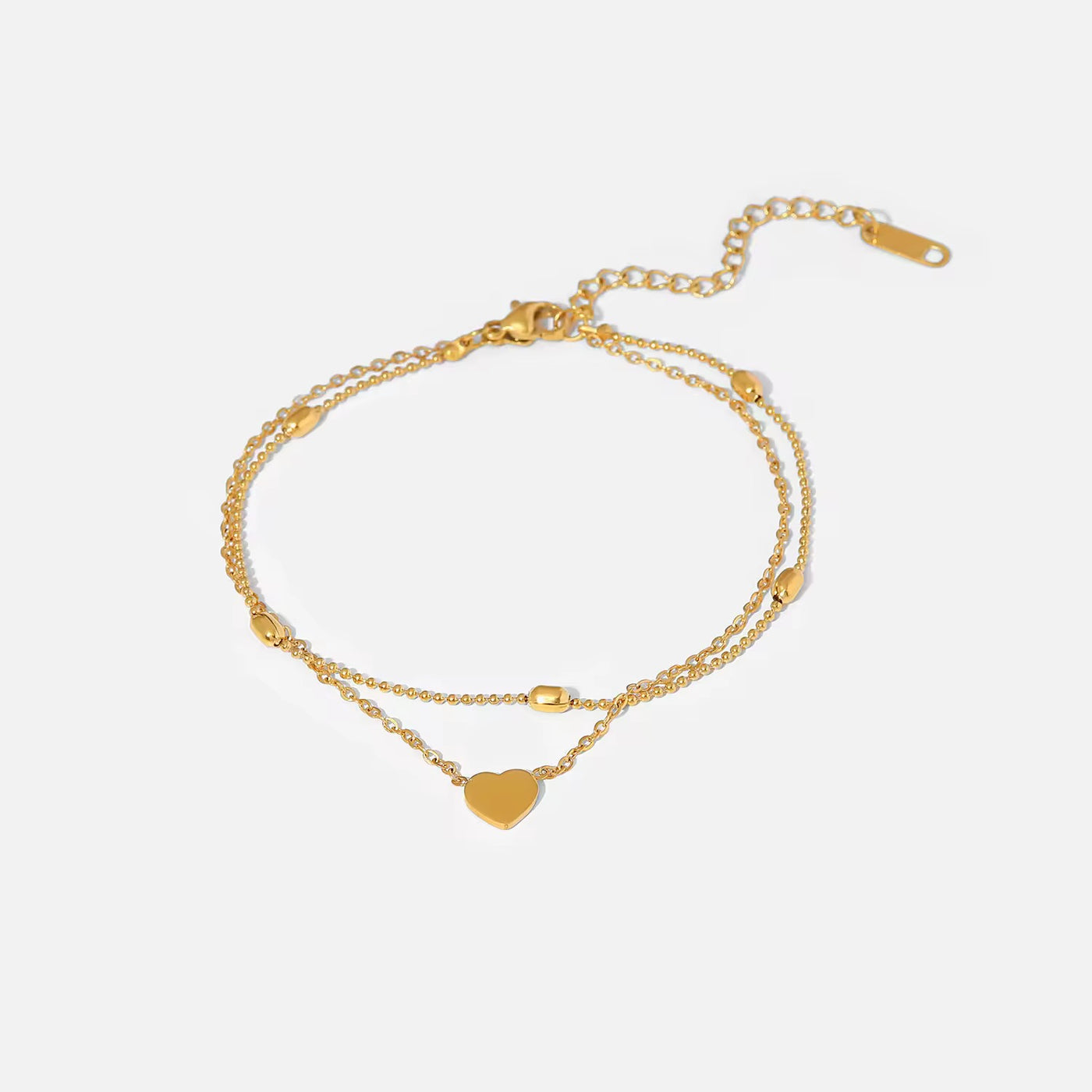 Double Layered Heart Charm Anklet