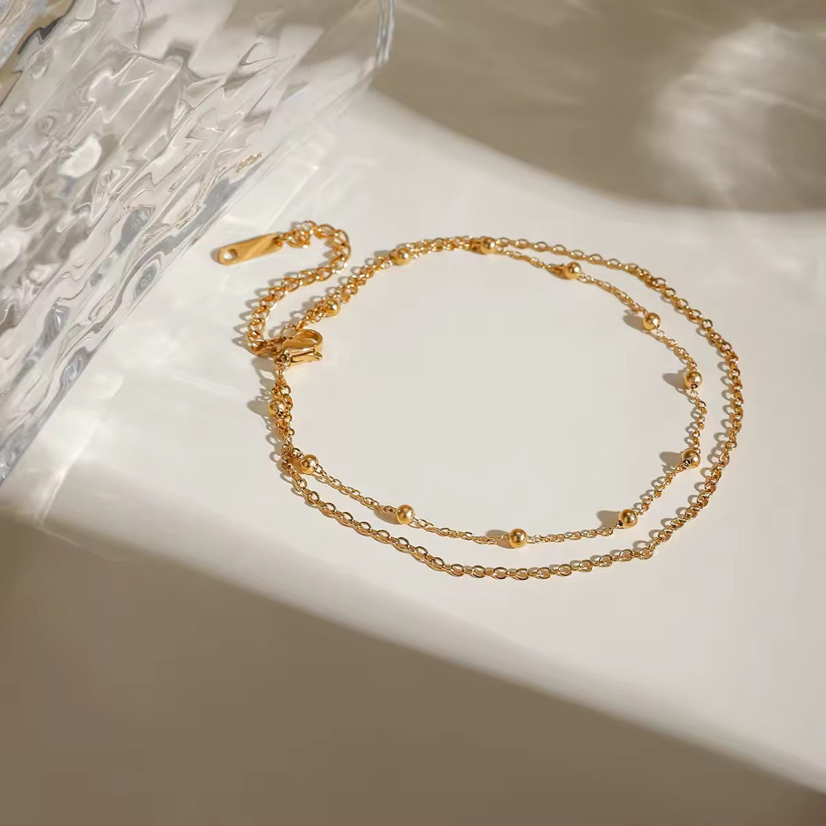 Double Layered Ball Anklet