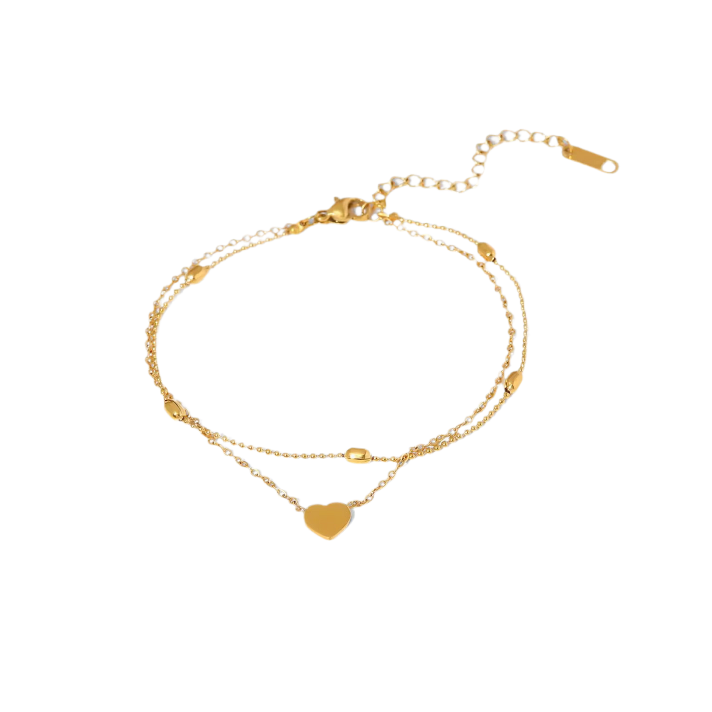 Double Layered Heart Charm Anklet