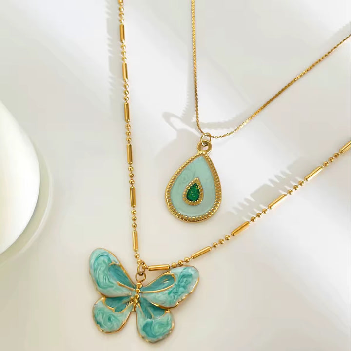 Aqua Teardrop Necklace