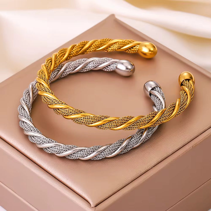 Silver Helix Steel Bangle