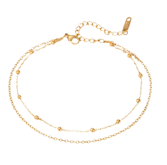 Double Layered Ball Anklet