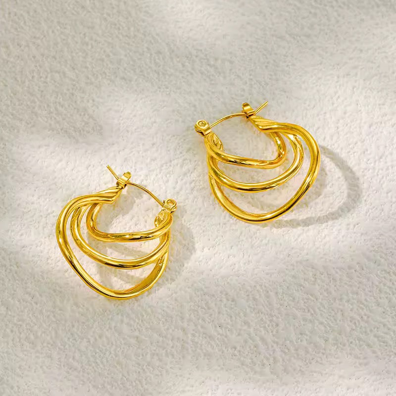 Triple Top Hoop Earrings