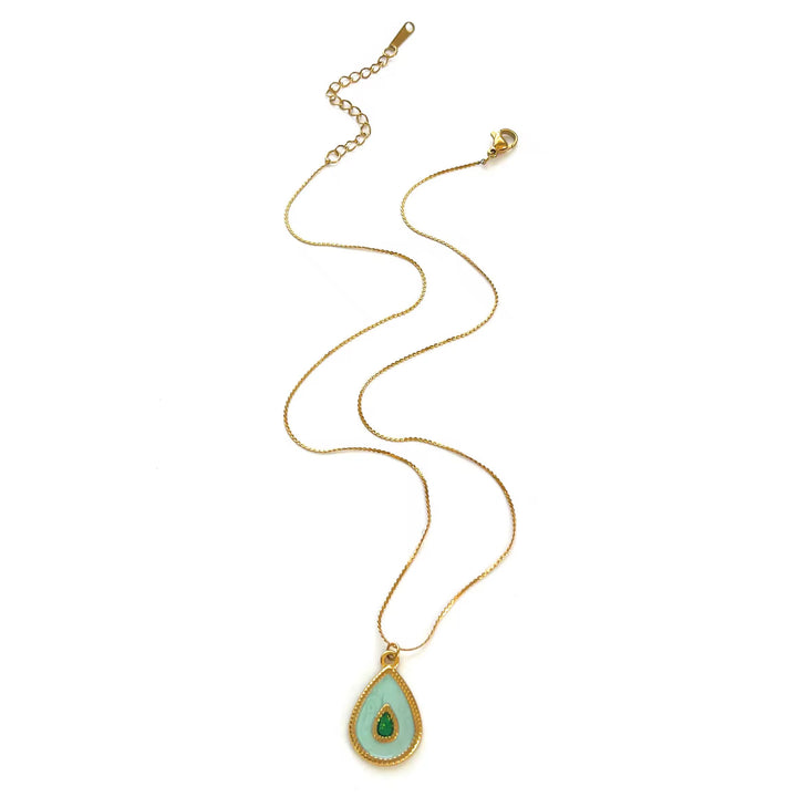 Aqua Teardrop Necklace