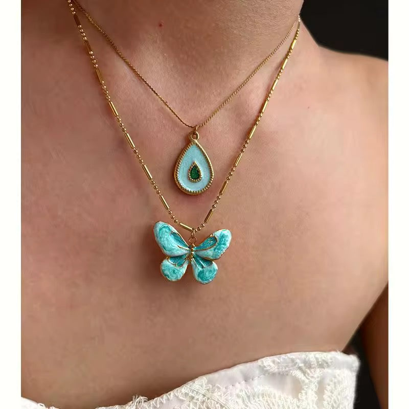 Aqua Teardrop Necklace