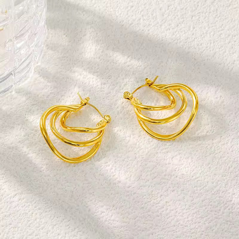 Triple Top Hoop Earrings