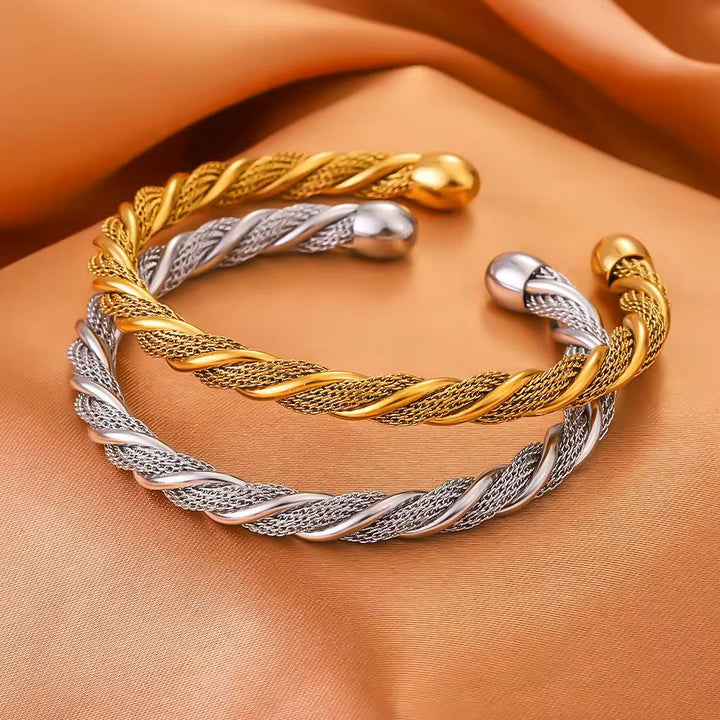Gold Helix Steel Bangle