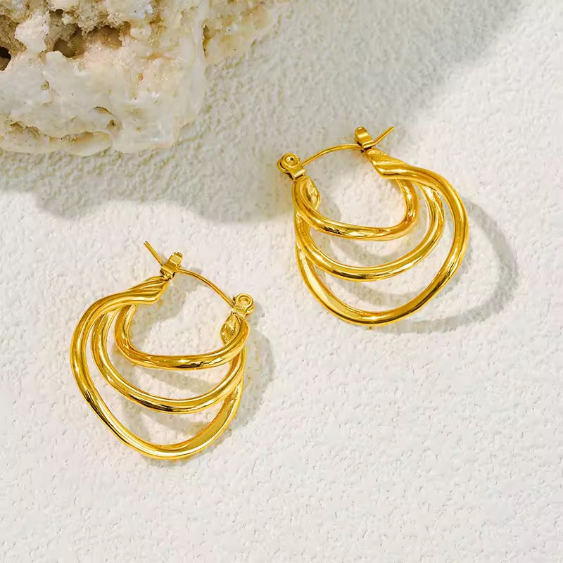 Triple Top Hoop Earrings