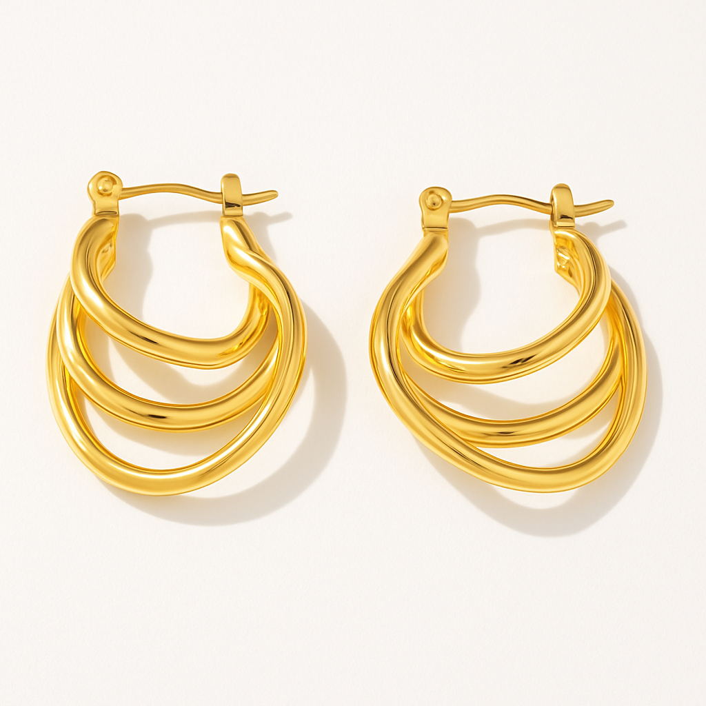 Triple Top Hoop Earrings