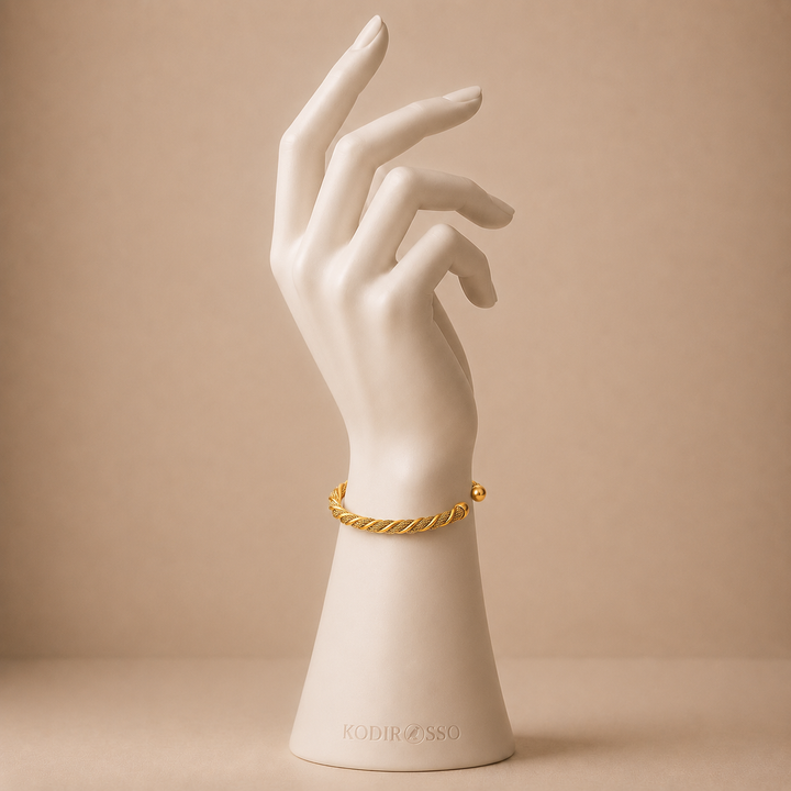 Gold Helix Steel Bangle